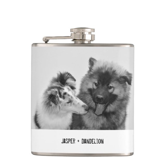 Simple, Modern Custom Pet or People Photo Hip Flask (Front)