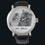 Simple, Modern Custom Pet or People Photo Watch<br><div class="desc">Add your own photo and text to create a unique photo gift. This wrist watch is ready to be customised with your photo and your own names or message in distressed black typewriter style lettering. The simple, modern black and white style looks great with black and white or colour photos....</div>