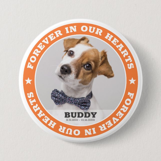 Simple Modern Custom Pet Photo Sympathy Keepsake 7.5 Cm Round Badge (Front)
