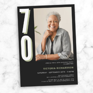 Simple Modern Custom Photo 70th Birthday  Invitation