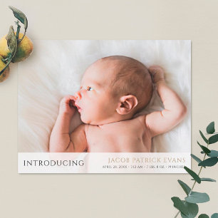 Simple Modern Custom Photo Baby Arrival Announcement