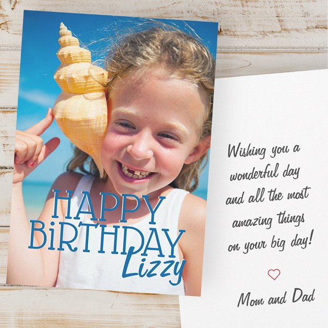 Simple Modern Custom Photo Birthday Greeting Card (Creator Uploaded)