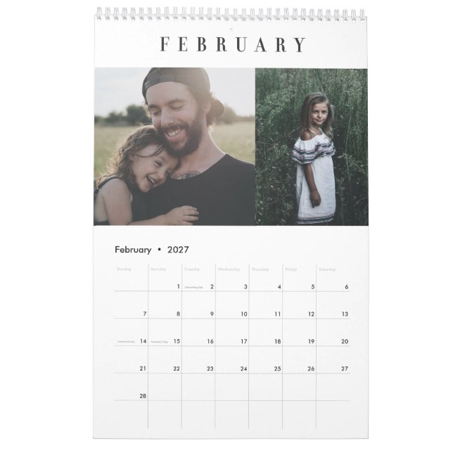 Simple Modern Custom Photo Calendar (Feb 2027)