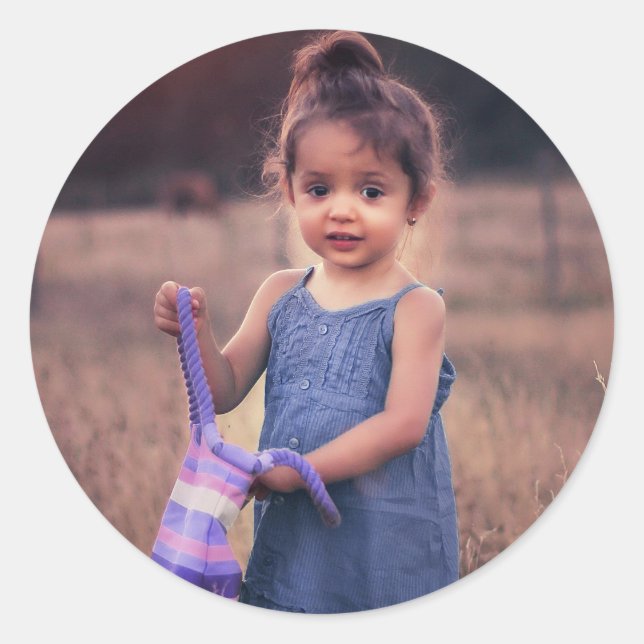 Simple Modern Custom Photo Classic Round Sticker (Front)