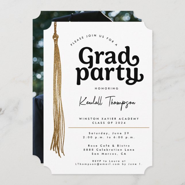Simple modern Custom photo Graduation Party Invitation (Front/Back)