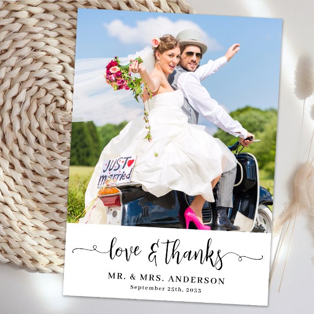 Simple Modern Custom Photo Wedding Personalised  Thank You Card (Creator Uploaded)