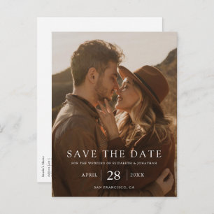 Simple Modern Custom Photo Wedding Save the Date Announcement Postcard