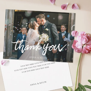 Simple Modern Custom Photo Wedding Thank You Card