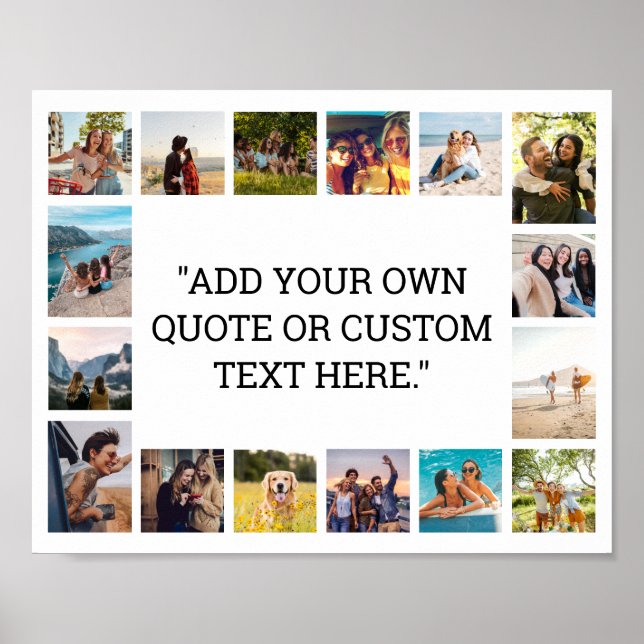 Simple Modern Custom Quote Photo Collage Poster (Front)