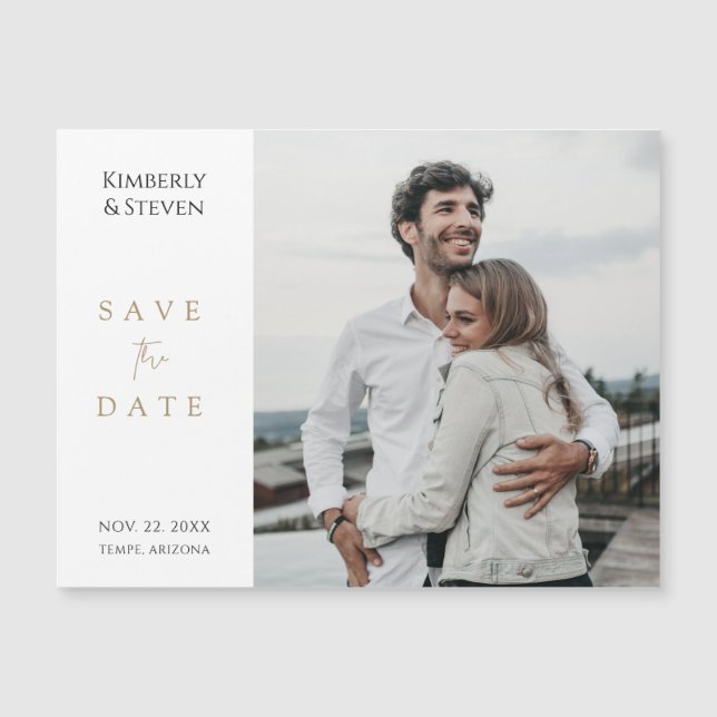 Simple Modern Custom Save the Date Photo Magnet (Front)
