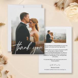 Simple Modern Custom Wedding 2 Photos  Thank You Card