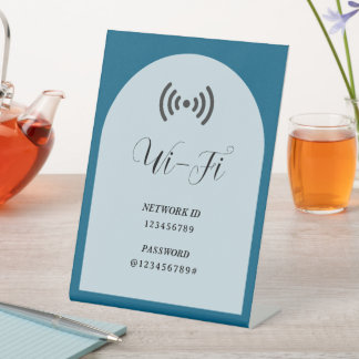 Simple Modern Custom WIFI Password and Network Pedestal Sign