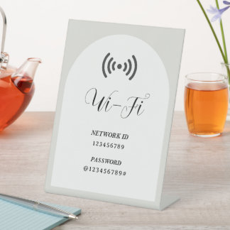 Simple Modern Custom WIFI Password and Network Pedestal Sign