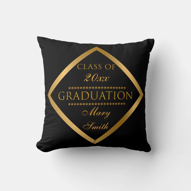 Simple Modern Customise Black Gold Cushion (Front)