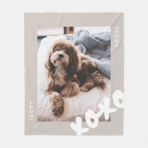 Simple Modern Customised Name Pet Photo  Fleece Blanket