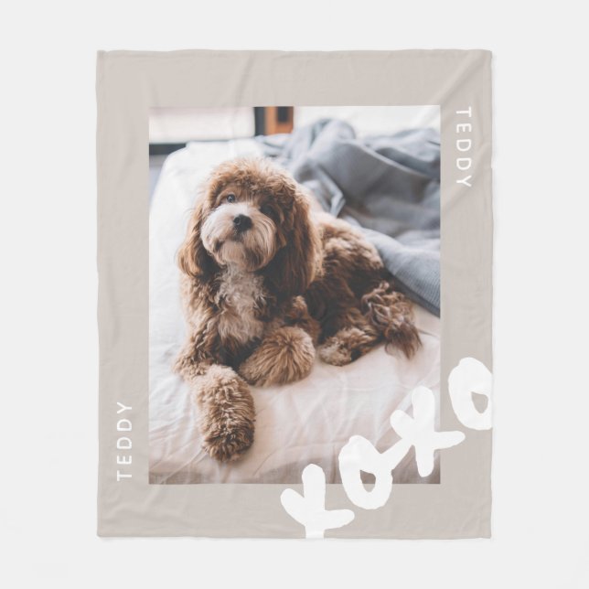 Simple Modern Customised Name Pet Photo  Fleece Blanket (Front)