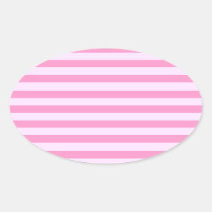 Simple Modern Cute Girly Pink Stripes Pattern Oval Sticker