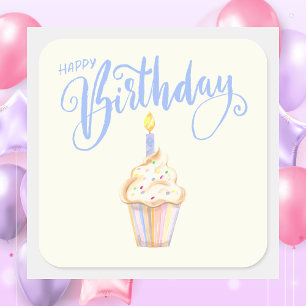 Simple Modern Cute Happy Birthday Square Sticker