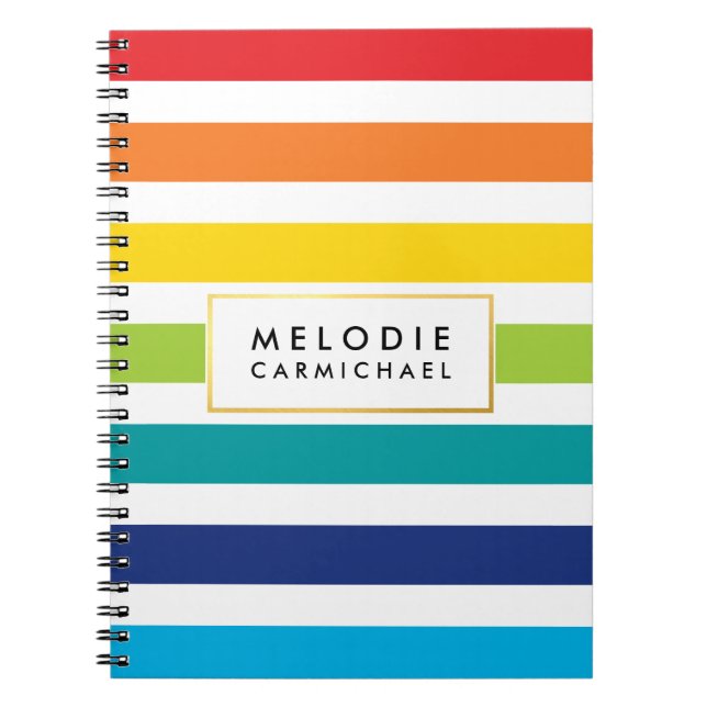 SIMPLE modern cute preppy pattern bright stripe Spiral Notebook (Front)