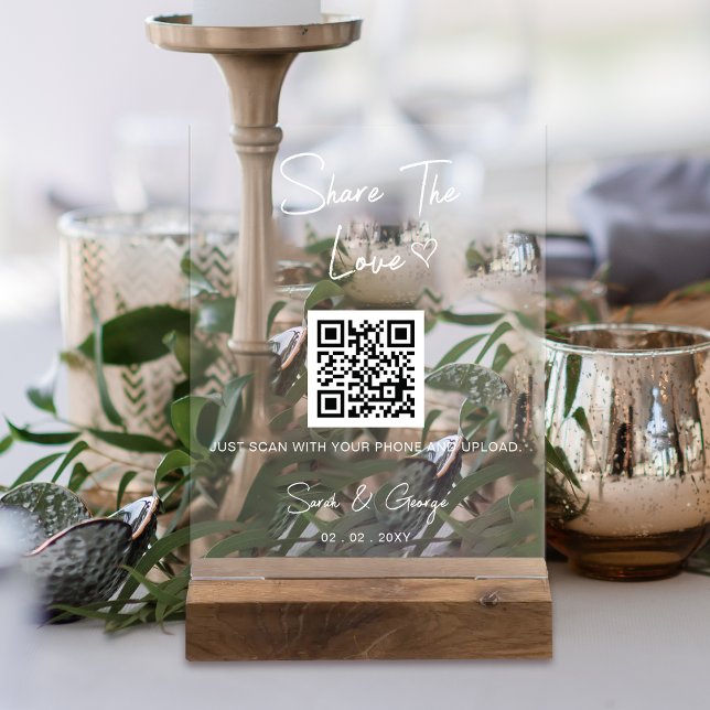 Simple Modern Cute QR Code Photo Sharing  Acrylic Sign (Simple Modern Cute QR Code Photo Sharing Acrylic Sign)