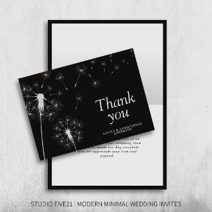 Simple Modern Dandelion Smoke Black Thank You Card