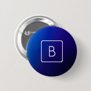 Simple Modern Dark Blue Ombre Gradient & Monogram 6 Cm Round Badge