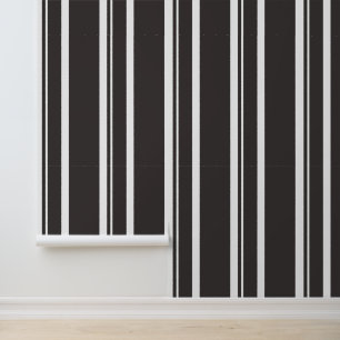 Simple Modern Dark Brown White Stripes  Wallpaper