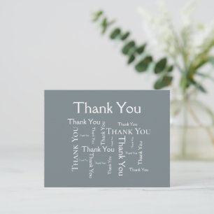 Simple Modern Dark Grey Typography Thank You Card