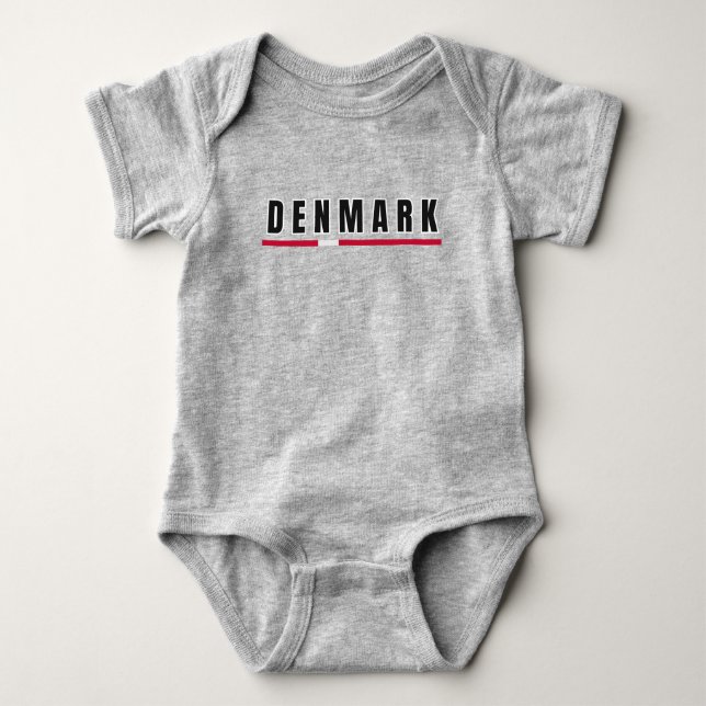 Simple Modern Denmark Danish Letter Flag Souvenir  Baby Bodysuit (Front)