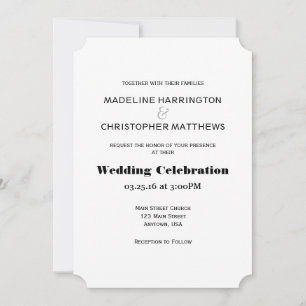 Simple Modern Die Cut Text Only Wedding Invitation