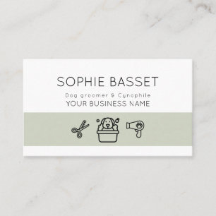 Simple modern dog grooming service  business card