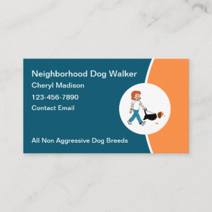 Simple Modern Dog Walking Business Cards