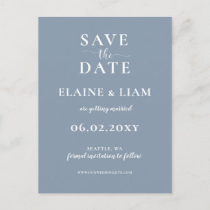 Simple Modern Dusty Blue Wedding Announcement Postcard