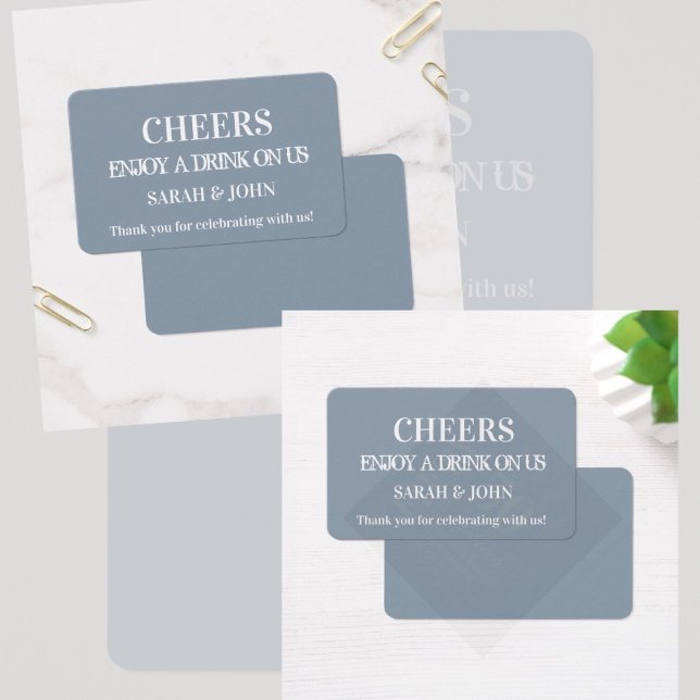 Simple Modern Dusty Blue Wedding Drink Ticket (Custom Drinking Ticket )