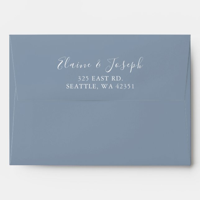 Simple Modern Dusty Blue Wedding  Envelope (Back (Top Flap))