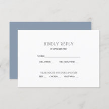 Simple Modern Dusty Blue Wedding RSVP Invitation