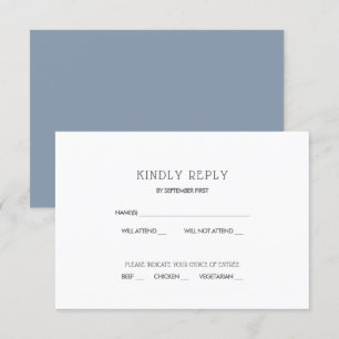 Simple Modern Dusty Blue Wedding RSVP Invitation