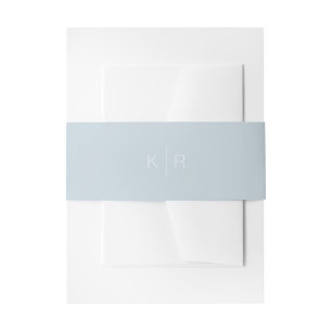 Simple Modern Dusty Blue & White Monogram Invitation Belly Band