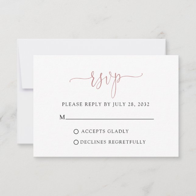 Simple Modern Dusty Pink Script Typography RSVP Ca (Front)