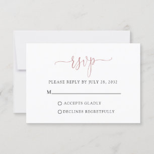 Simple Modern Dusty Pink Script Typography RSVP Ca Card
