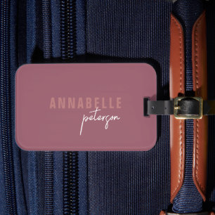 Simple Modern Dusty Rose Minimalist Personalised Luggage Tag