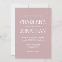 Simple Modern Dusty Rose Wedding Invitation