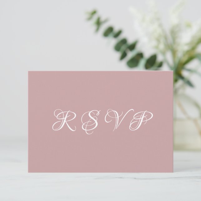 Simple Modern Dusty Rose Wedding RSVP Card (Standing Front)