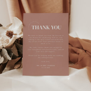 Simple & Modern Dusty Rose Wedding  Thank You Card
