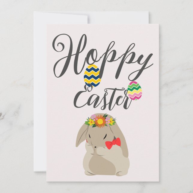 simple Modern easter bunny Happy Easter to friends Holiday Card (Front)