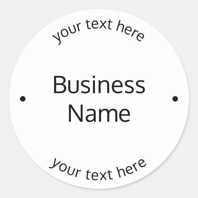 Simple Modern Editable Text | White & Black Classic Round Sticker (Front)