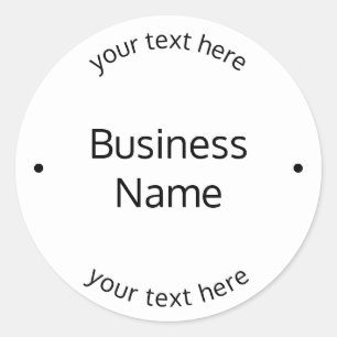 Simple Modern Editable Text White & Black Classic Round Sticker