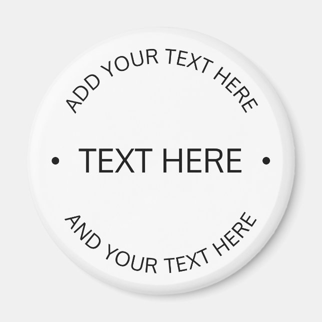 Simple Modern Editable Text | White & Black Magnet (Front)