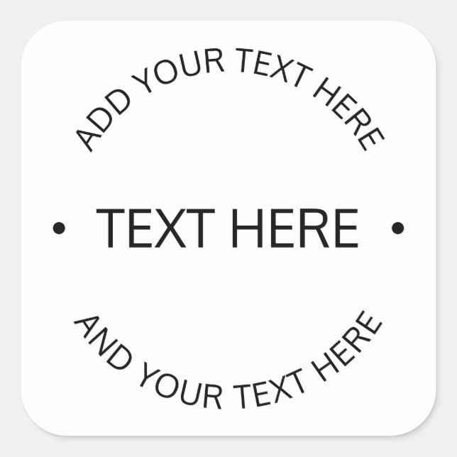Simple Modern Editable Text | White & Black Square Sticker (Front)