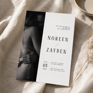Simple Modern Editorial Photo Wedding Invitation